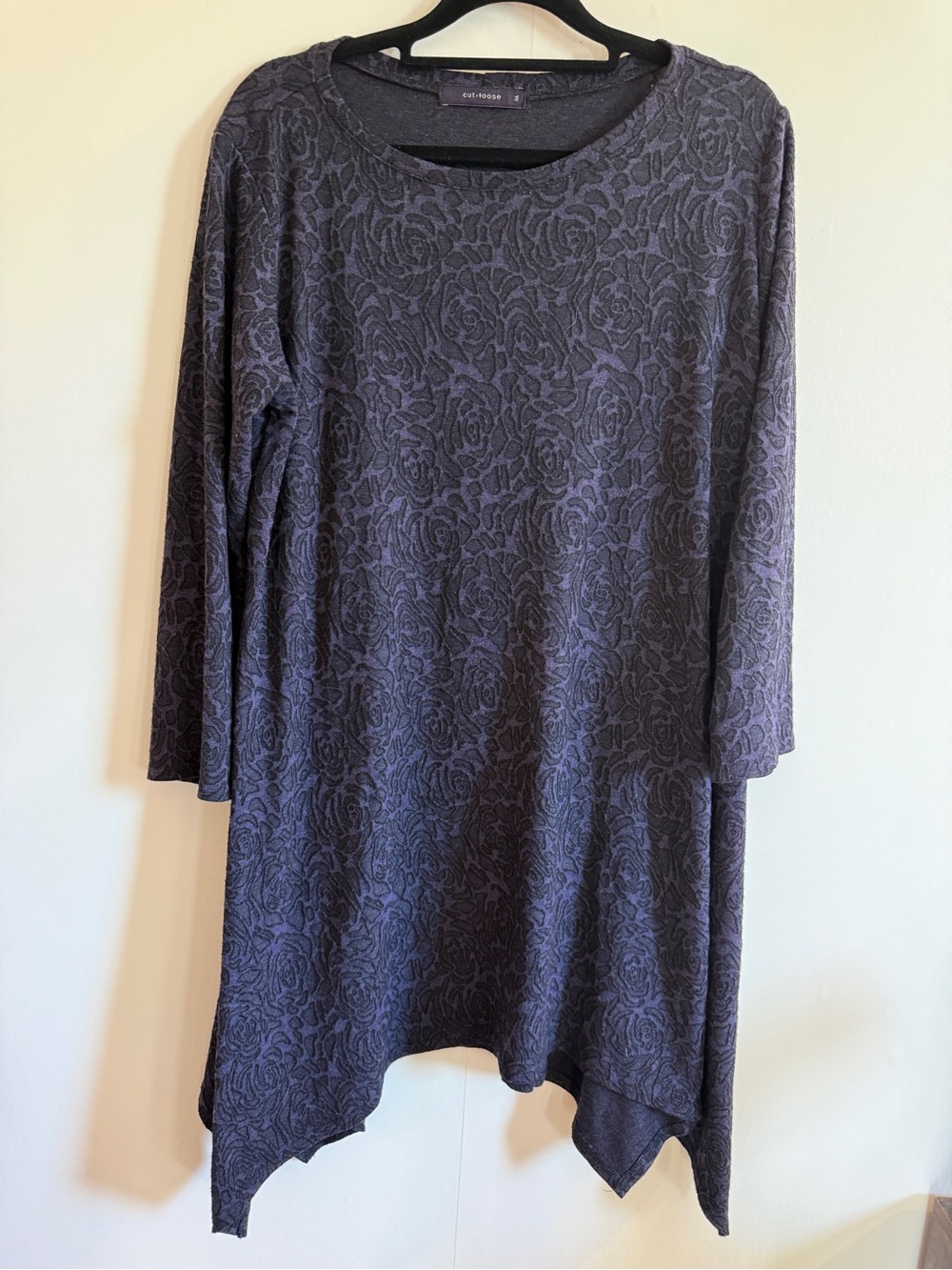 Cut Loose Textured Floral Tunic Dress Lagenlook Oversized Purple Sz M